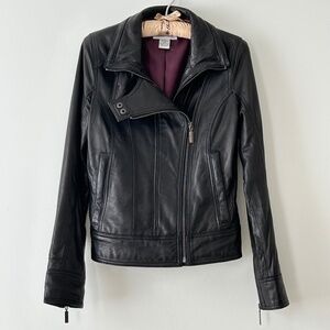 Calvin Klein Black Leather Moto Jacket